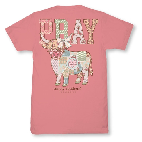 Simply Southern- PRAY Patchwork Cow SS T-Shirt