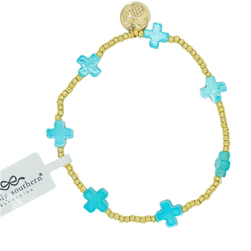 Simply Southern Faith Bracelet- Teal Crosses