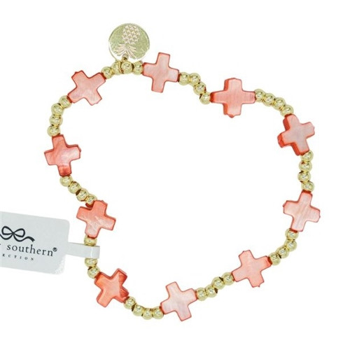 Simply Southern Faith Bracelet- Coral Crosses