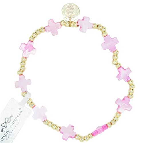 Simply Southern Faith Bracelet-Pink Crosses