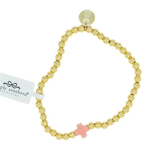 Simply Southern Faith Bracelet- Single Coral Cross