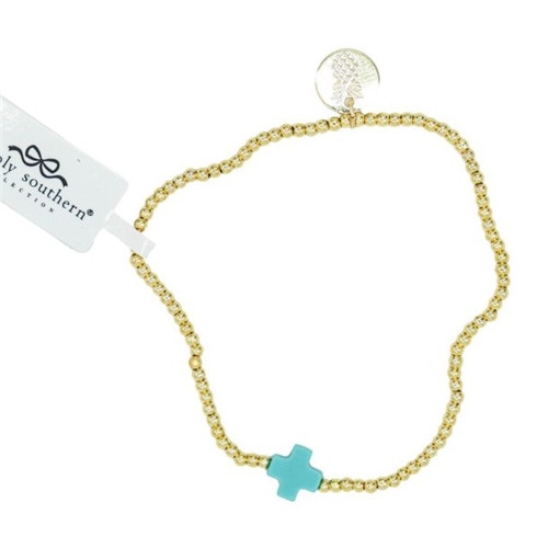 Simply Southern Faith Bracelet- Single Teal Cross