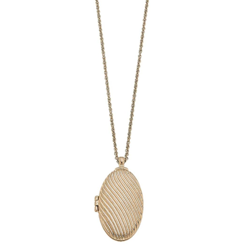 Natasha Textured Oval Locket Necklace 34" Adjustable