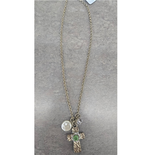 Wired Cross Necklace With Jewels