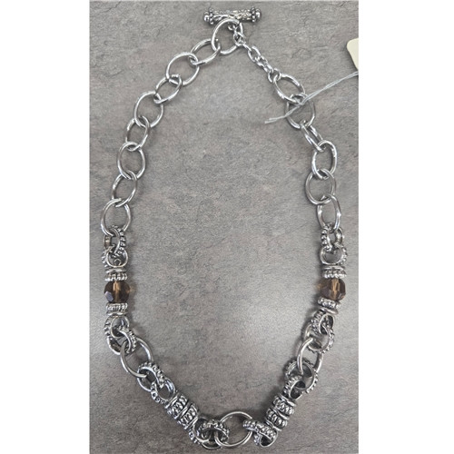 Silver/Brown Links Toggle Necklace