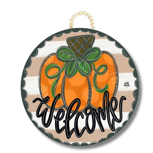 DK Designs Tan Pumpkin Circle Door Hanger