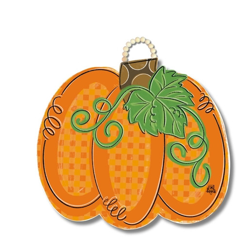 DK Designs Gingham Pumpkin Door Hanger