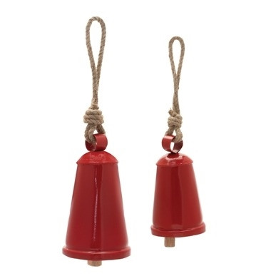 Bell (Set of 2) 6.5"H, 8"H Iron/Rope