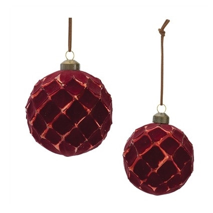 Red Ornament  3"D OR  4"D Glass