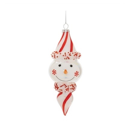 Snowman Drop Ornament 5.5”H Glass
