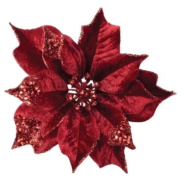 Poinsettia Clip 8"D x 3"H Polyester