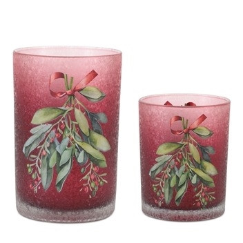 Candle Holder (Set of 2) 3.75"D x 5"H, 4.75"D x 7"H Glass