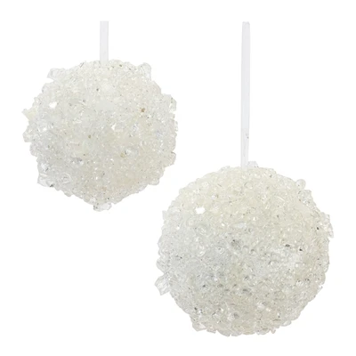 White Glitter Foam Ball Ornament 4" OR 5"