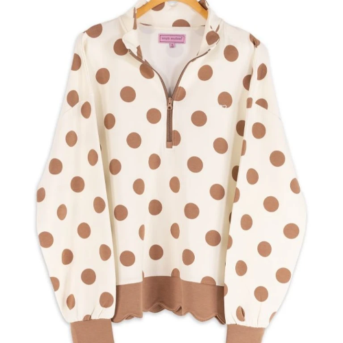 Simply Southern Long Sleeve Cream Polka Dot Pullover