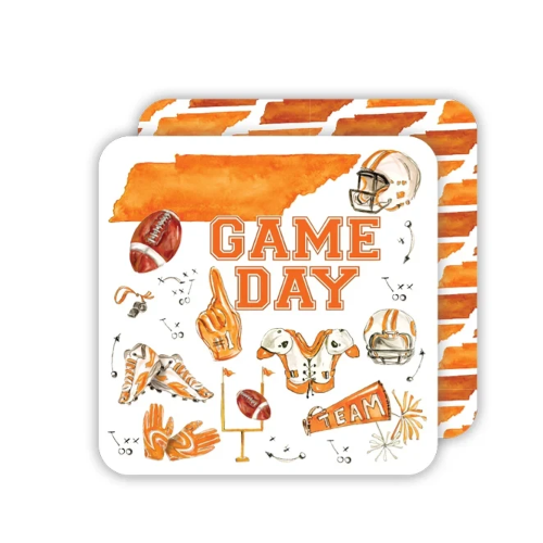 Die Cut Coaster- Handpainted Bright Orange Game Day