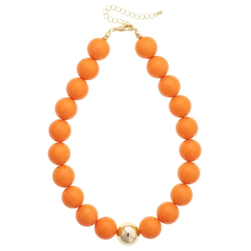 Marjorie Beaded Gumball  Necklace in Orange