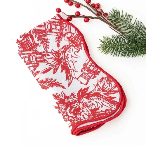 Nutcracker Toile Scalloped Dinner Napkin