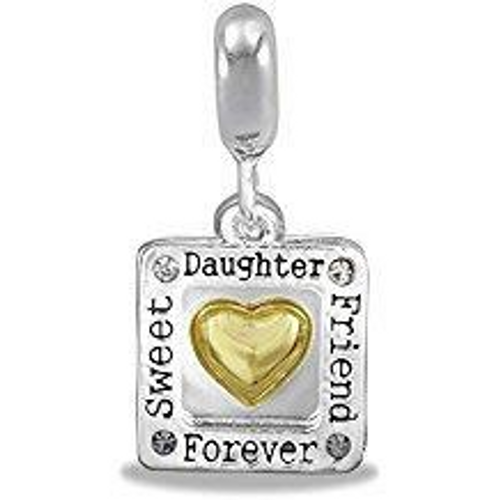 Square Daughter Heart Duo Dangle Bead