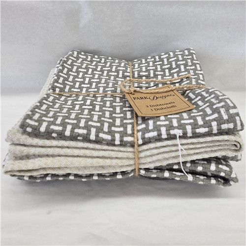 Weathered Oak 3 Dishtowels, 1 Dishcloth