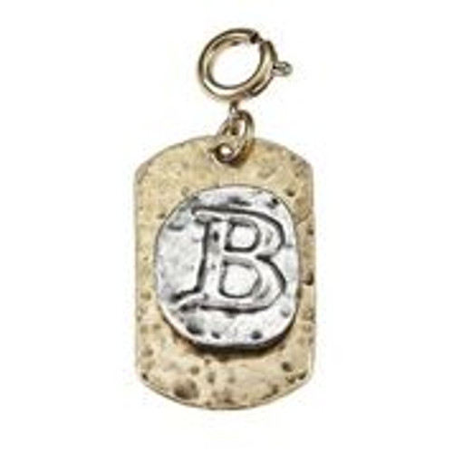 2-Tone Initial Tag Charm-B 2-Tone Initial Tag Charm-B
