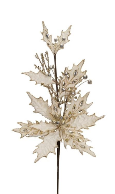 Jeweled Poinsettia Pick 19"H Jeweled Poinsettia Pick 19"H