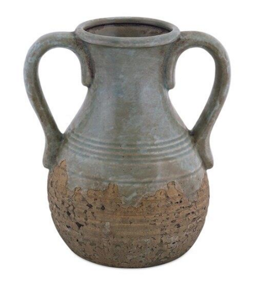 Rustic vase w/carved handles Rustic vase w/carved handles
