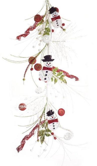 Glittered Snowman Pine Garland