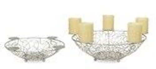 Incredibly Beautiful Metal Candle Display Bowl 17"dia