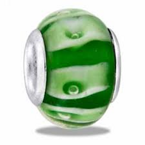 Green Petal Art Glass Davinci Bead