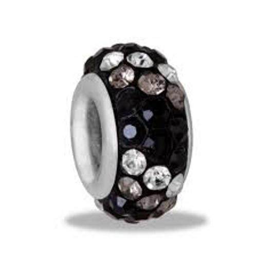 Black Multi 3 Row Crystal Davinci Bead