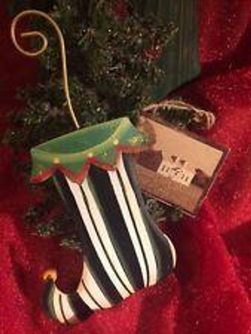 Stripped Elegant Stocking Tin Ornament from The Round Top Collection Stripped Elegant Stocking Tin Ornament from The Round Top Collection