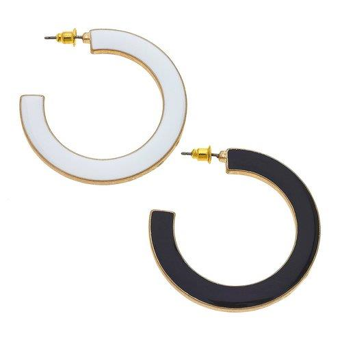 Mika Reversible Hoop Earrings in Black and White