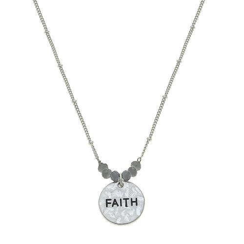 Faith Necklace in Worn silver 16" adj