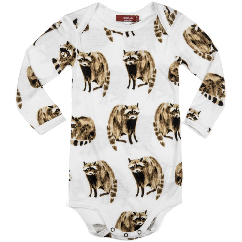 Bamboo Long Sleeve One Piece 6-12month Racoons Bamboo Long Sleeve One Piece 6-12month Racoons