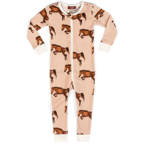 Organic Zipper PJs Horses 12-18 months