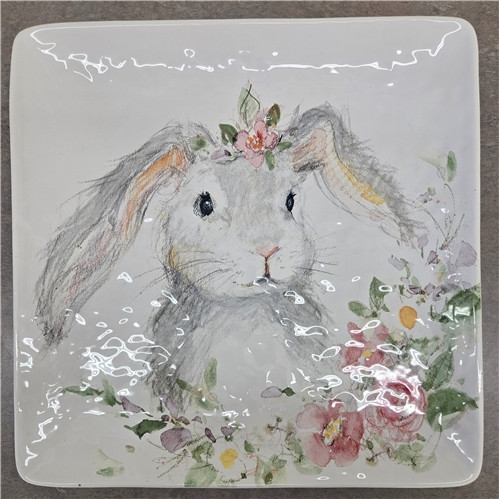Sweet Bunny Square Platter 12.5in