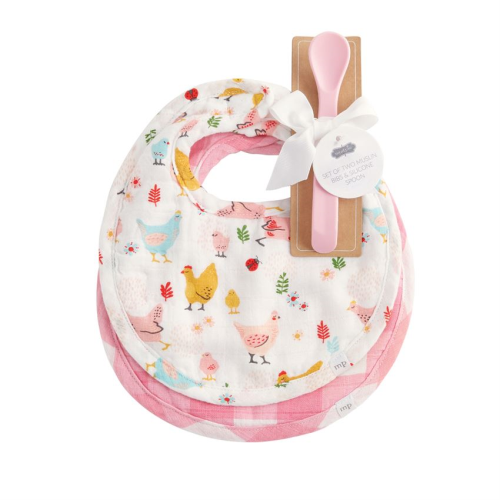 Chicken Muslin Bib & Spoon Set Chicken Muslin Bib & Spoon Set
