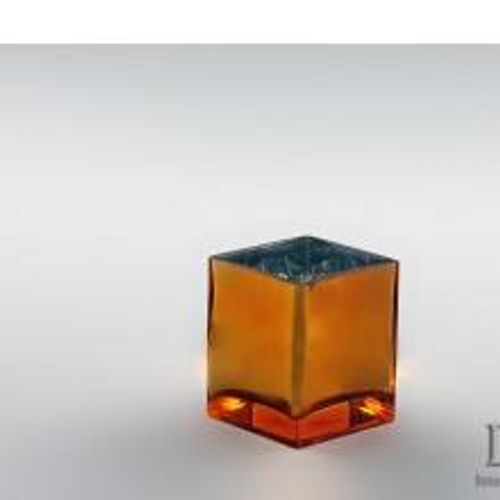 Orange Glass Cube 4.75x4x4