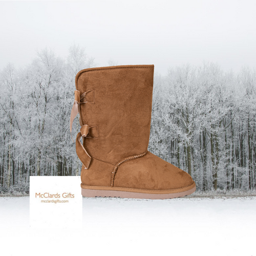 Tan Suede Bow Boots