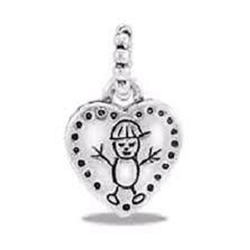 Boy Heart Dangle Silver Davinci Bead