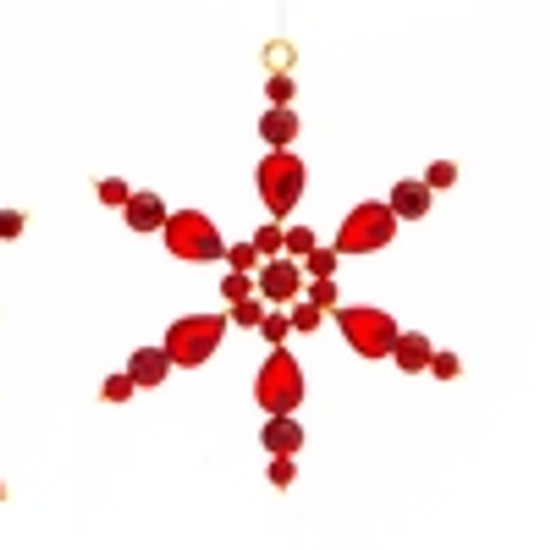 Snowflake Red Stone Ornament 3.5"H