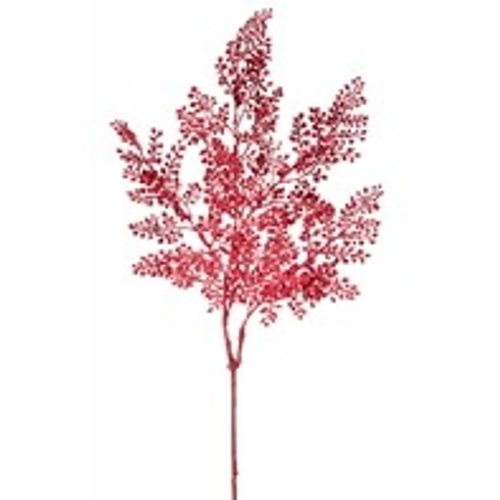Red Leaf Glitter Spray 31"H