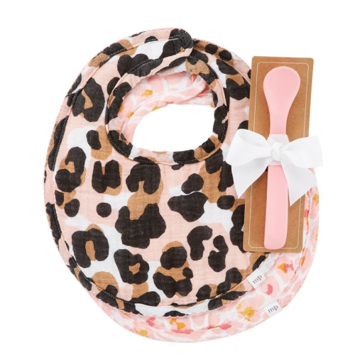 Leopard Muslin Bibs And Spoon