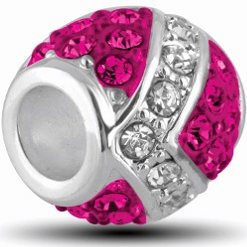 Pink and Clear Crystal Davinci Bead