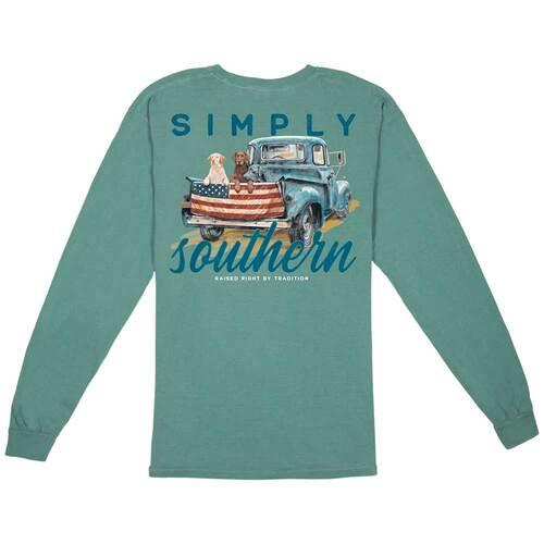 Dog Truck Sea Foam Long Sleeve Tee Unisex by Simply Southern