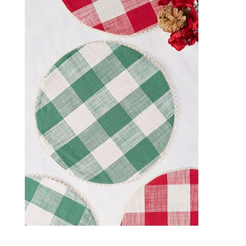 Cottage Check Reversible Red/Green Placemats by April Cornell