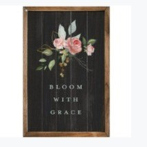 Bloom With Grace Flower Canvas Sign 10"X16" Bloom With Grace Flower Canvas Sign 10"X16"