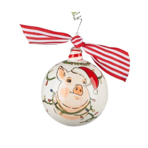 Merry and Bright Pig Ornament