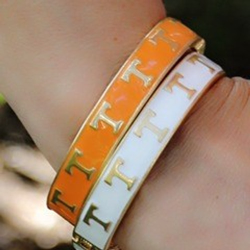 Orange Game Day Football Hinge Bangle Bracelet