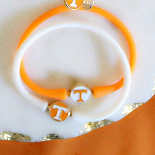White & Orange Tennessee Bali Silicone Bracelet White & Orange Tennessee Bali Silicone Bracelet